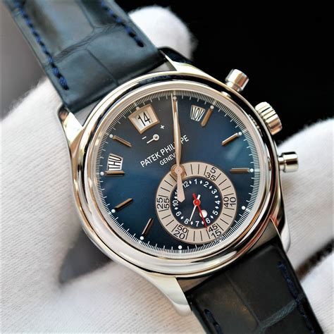 patek philippe blue dial leather strap|patek leather strap watch.